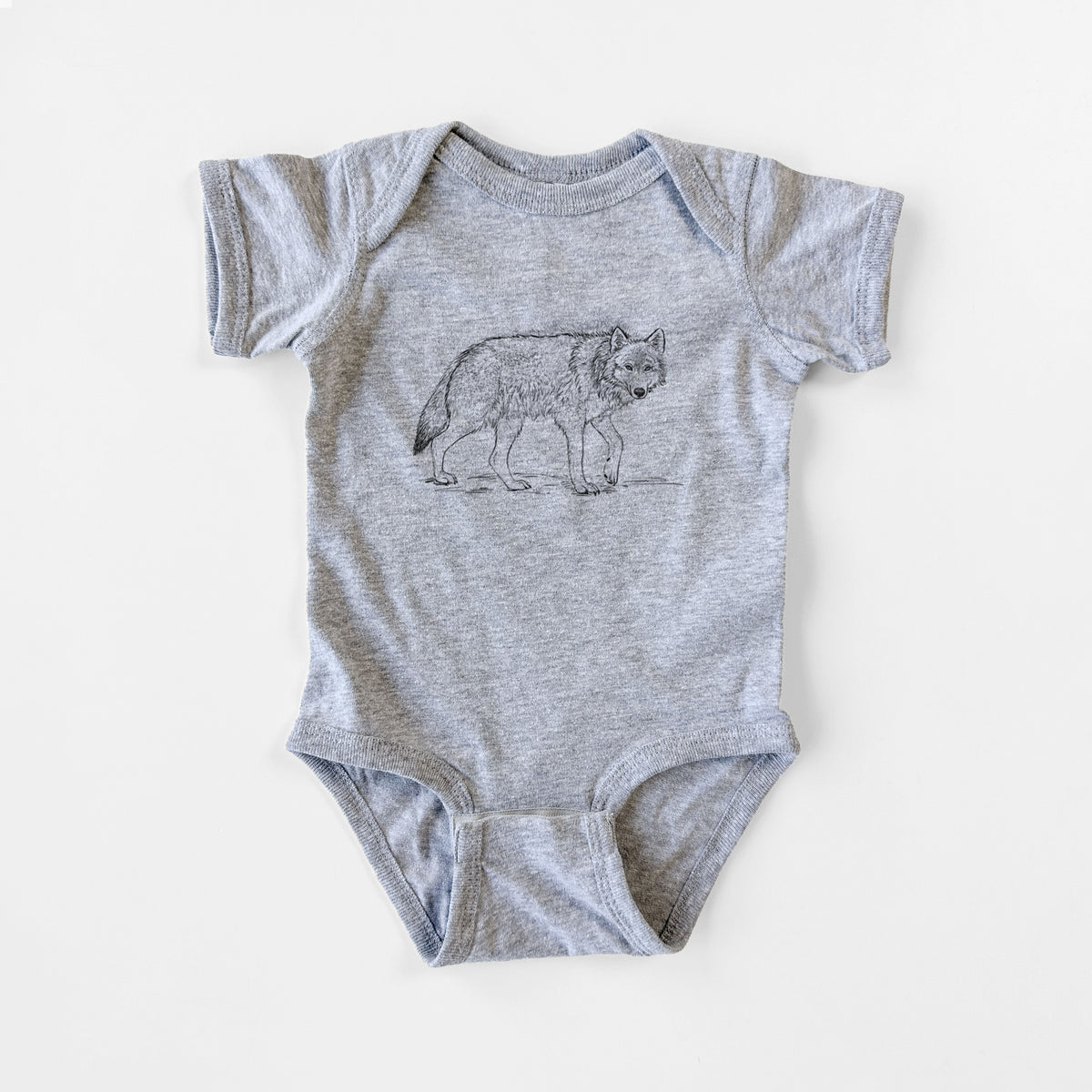 Roaming Grey Wolf - Canis lupus - Baby Fine Jersey Bodysuit