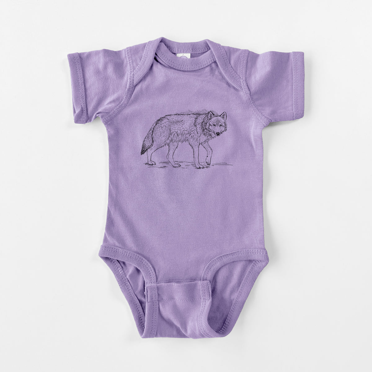 Roaming Grey Wolf - Canis lupus - Baby Fine Jersey Bodysuit