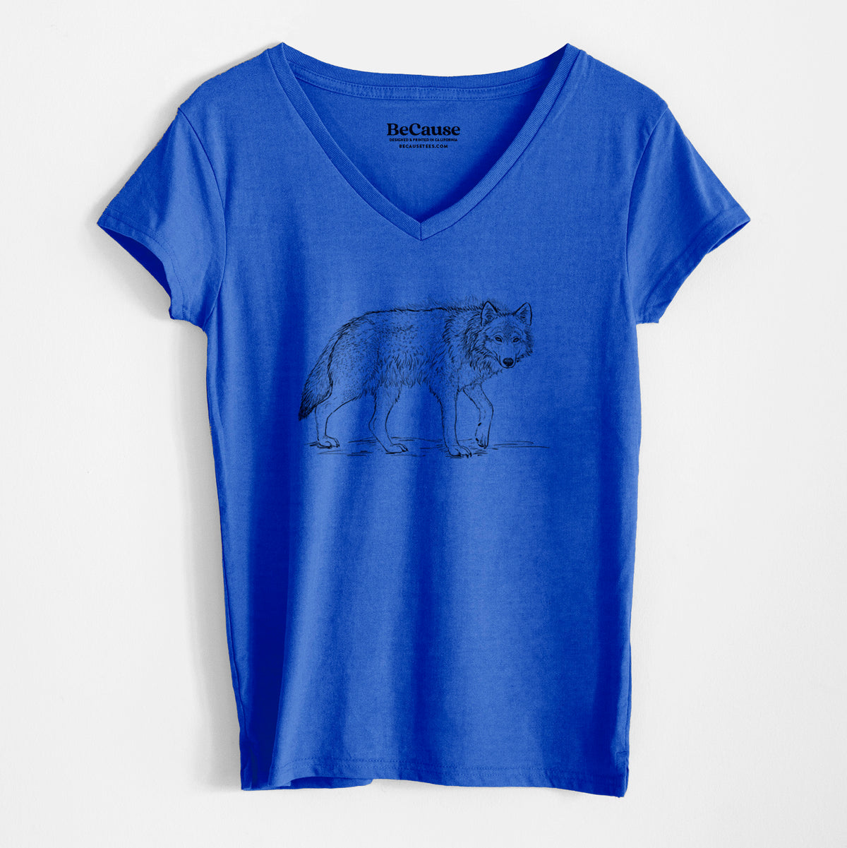 Roaming Grey Wolf - Canis lupus - Women&#39;s 100% Recycled V-neck