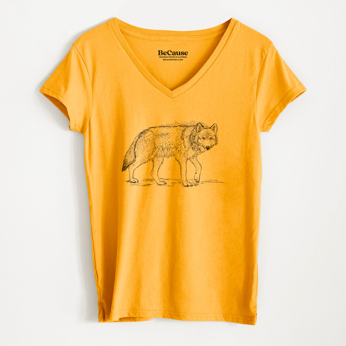 Roaming Grey Wolf - Canis lupus - Women&#39;s 100% Recycled V-neck