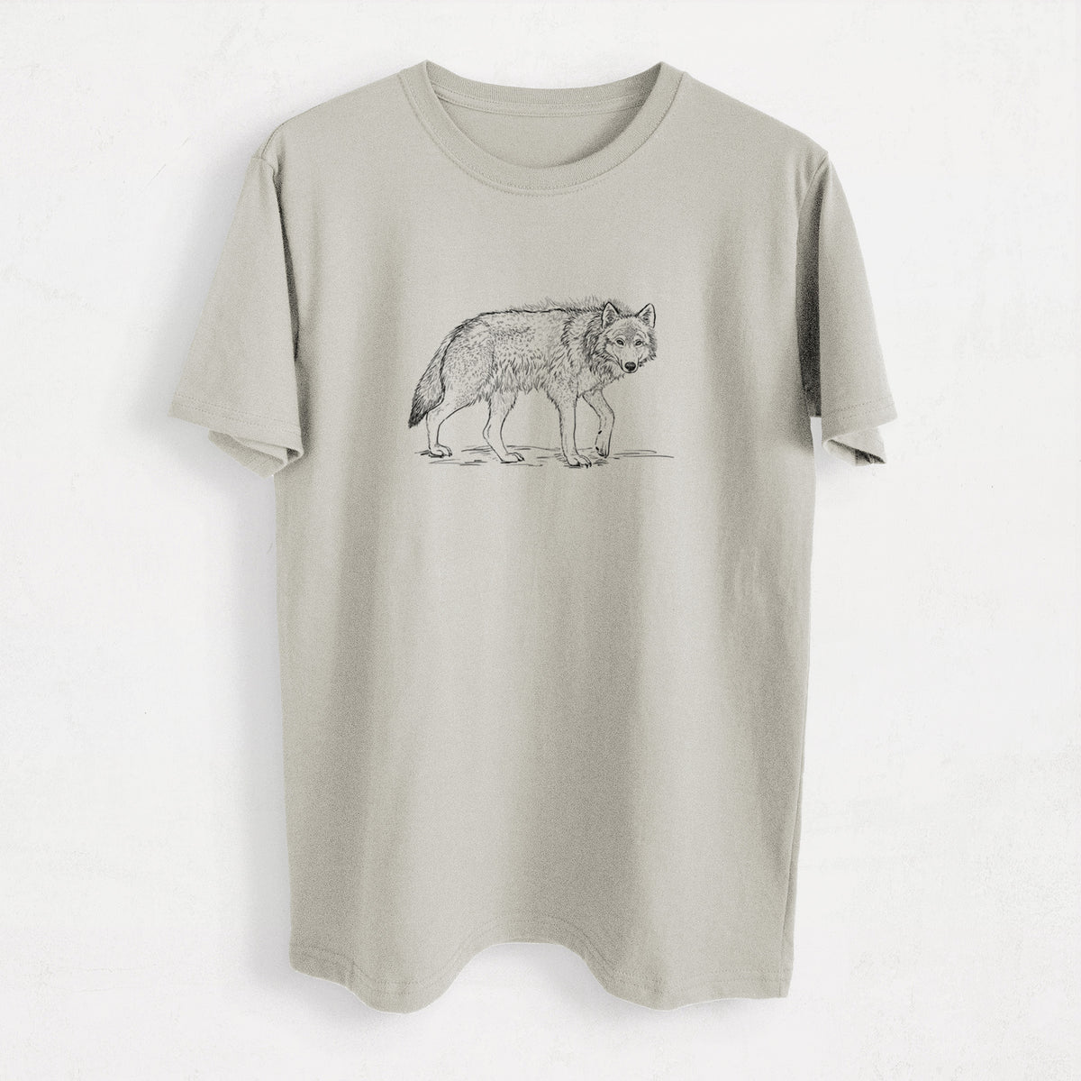 Roaming Grey Wolf - Canis lupus - Heavyweight Men&#39;s 100% Organic Cotton Tee