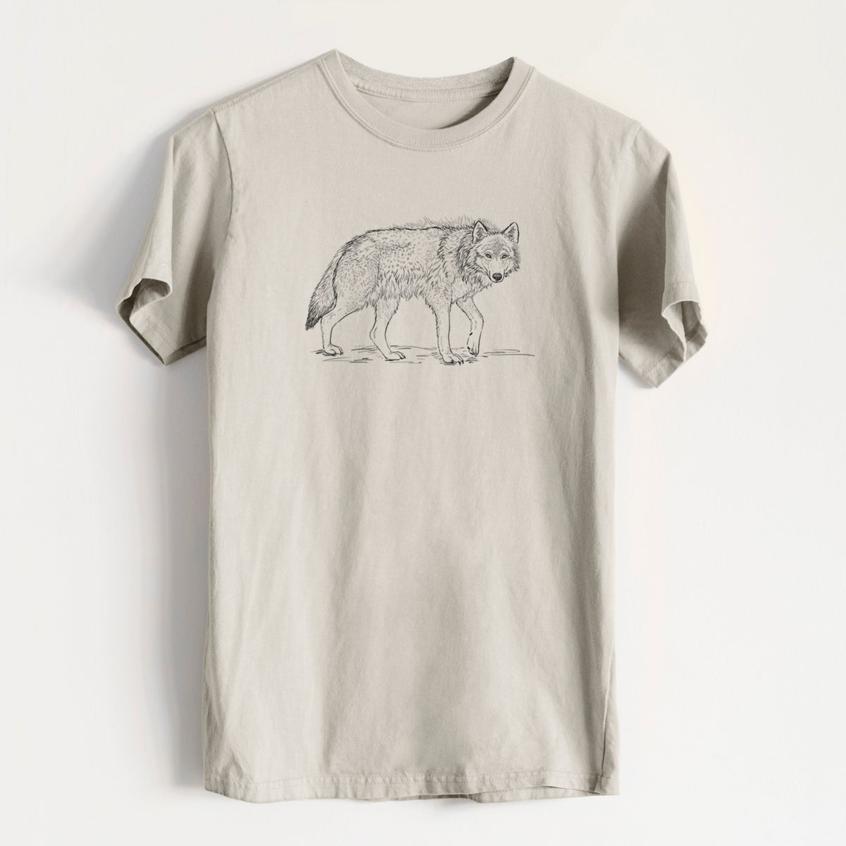 Roaming Grey Wolf - Canis lupus - Heavyweight Men&#39;s 100% Organic Cotton Tee