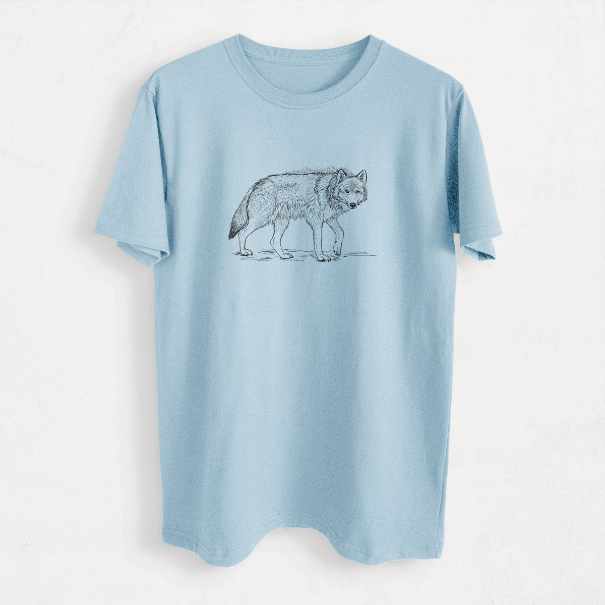 Roaming Grey Wolf - Canis lupus - Heavyweight Men&#39;s 100% Organic Cotton Tee