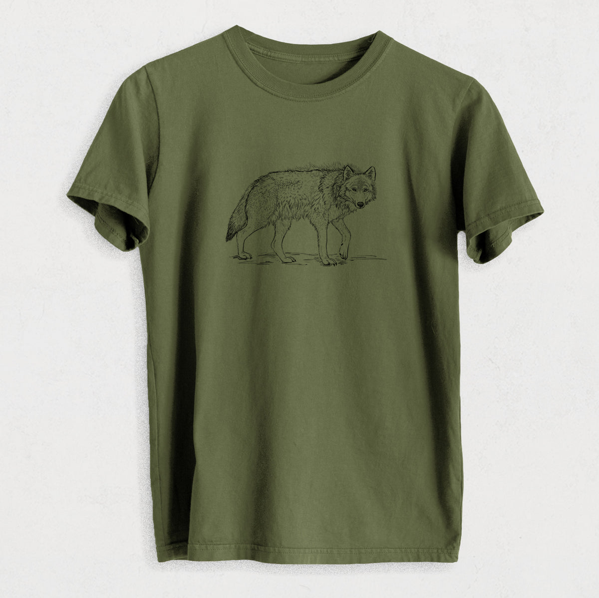 Roaming Grey Wolf - Canis lupus - Heavyweight Men&#39;s 100% Organic Cotton Tee