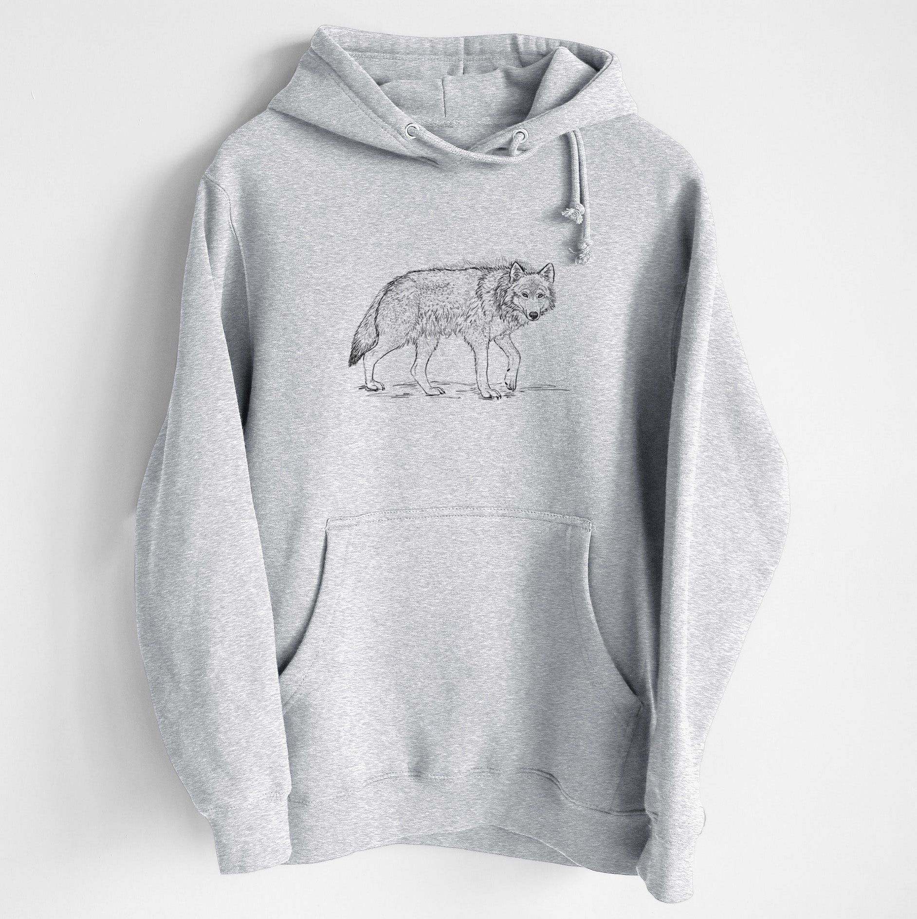 Roaming Grey Wolf - Canis lupus - Heavyweight Fleece Hoodie