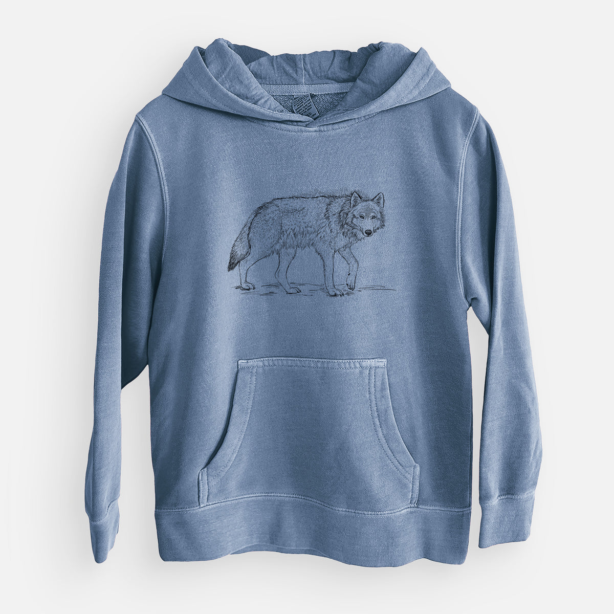 Roaming Grey Wolf - Canis lupus - Youth Pigment Dyed Hoodie