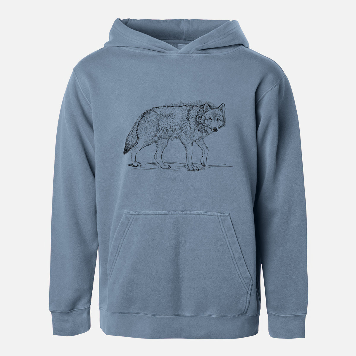 Roaming Grey Wolf - Canis lupus - Youth Pigment Dyed Hoodie