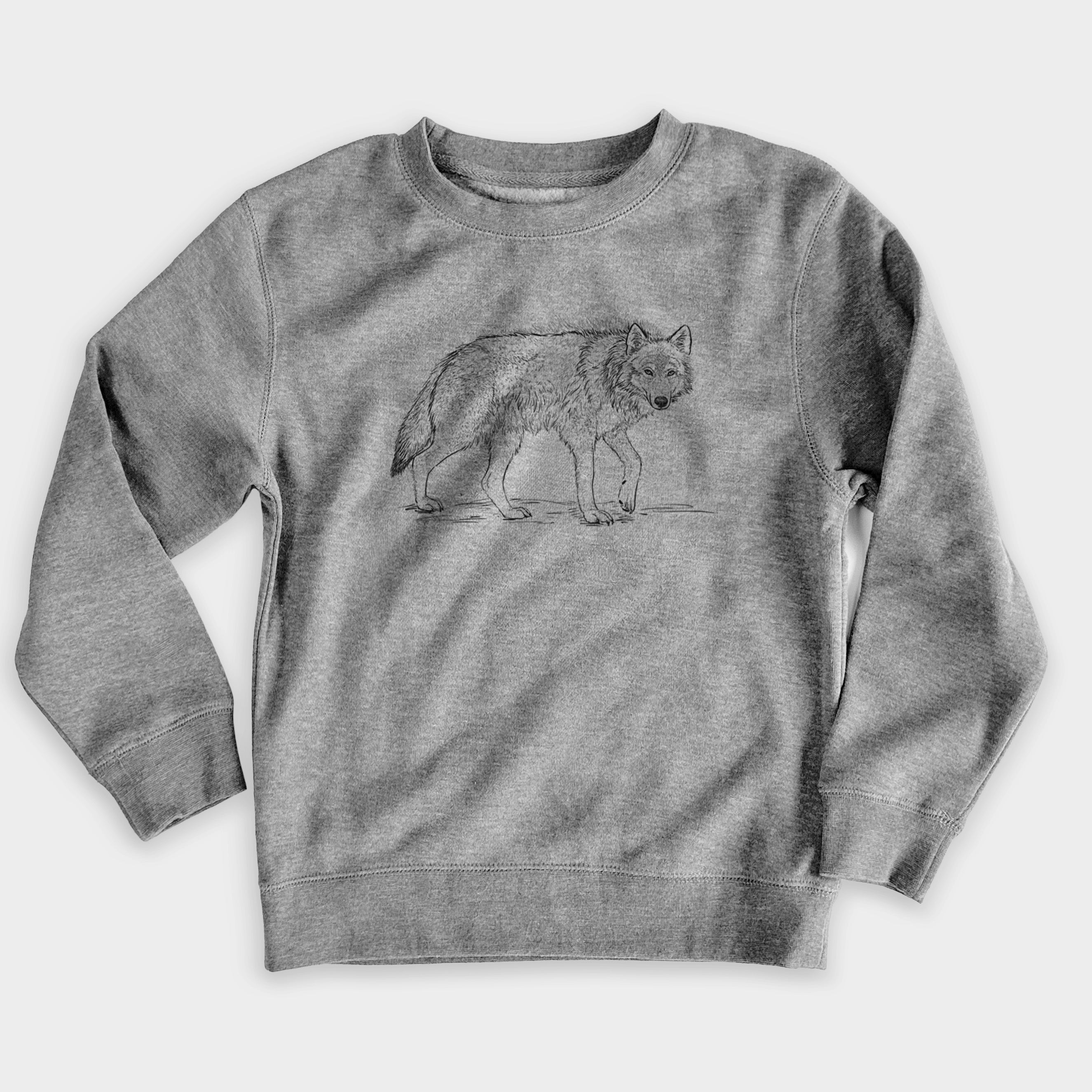 Roaming Grey Wolf - Canis lupus - Youth Lightweight Crewneck Sweatshirt