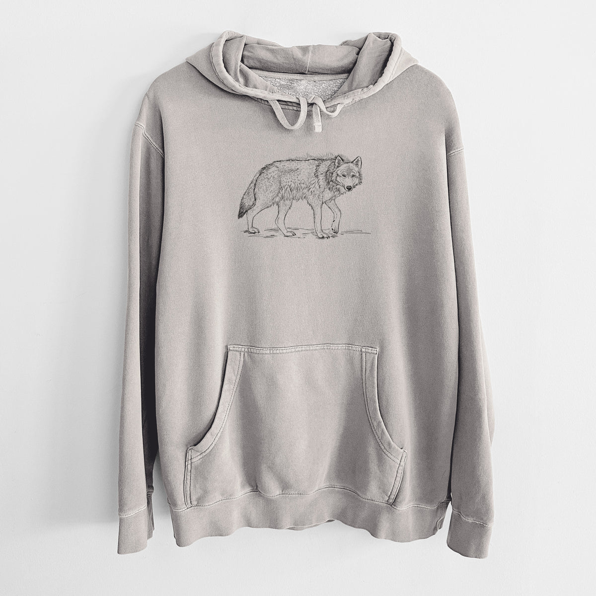 Roaming Grey Wolf - Canis lupus - Unisex Pigment Dyed Hoodie