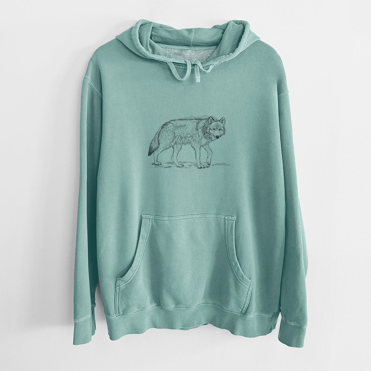 Roaming Grey Wolf - Canis lupus - Unisex Pigment Dyed Hoodie