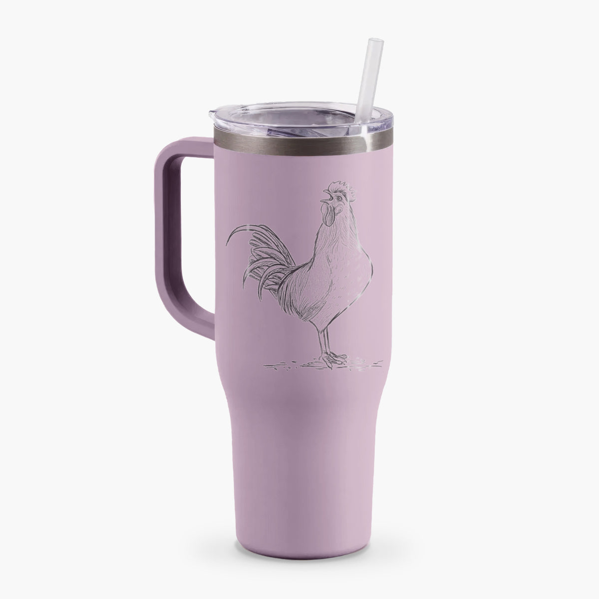 Crowing Rooster - Brown Leghorn Chicken - 40oz Tumbler with Handle