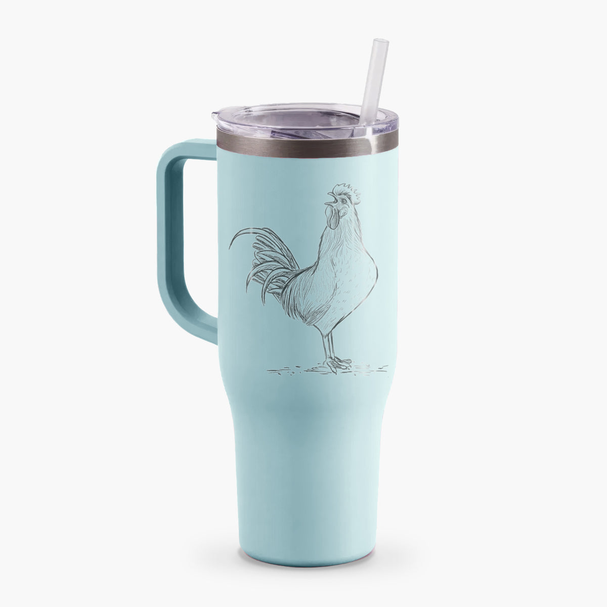 Crowing Rooster - Brown Leghorn Chicken - 40oz Tumbler with Handle