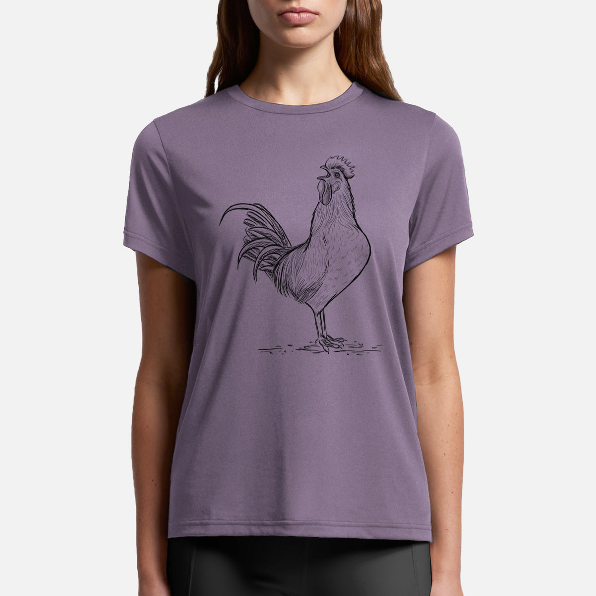 Crowing Rooster - Brown Leghorn Chicken - Womens Everyday Maple Tee