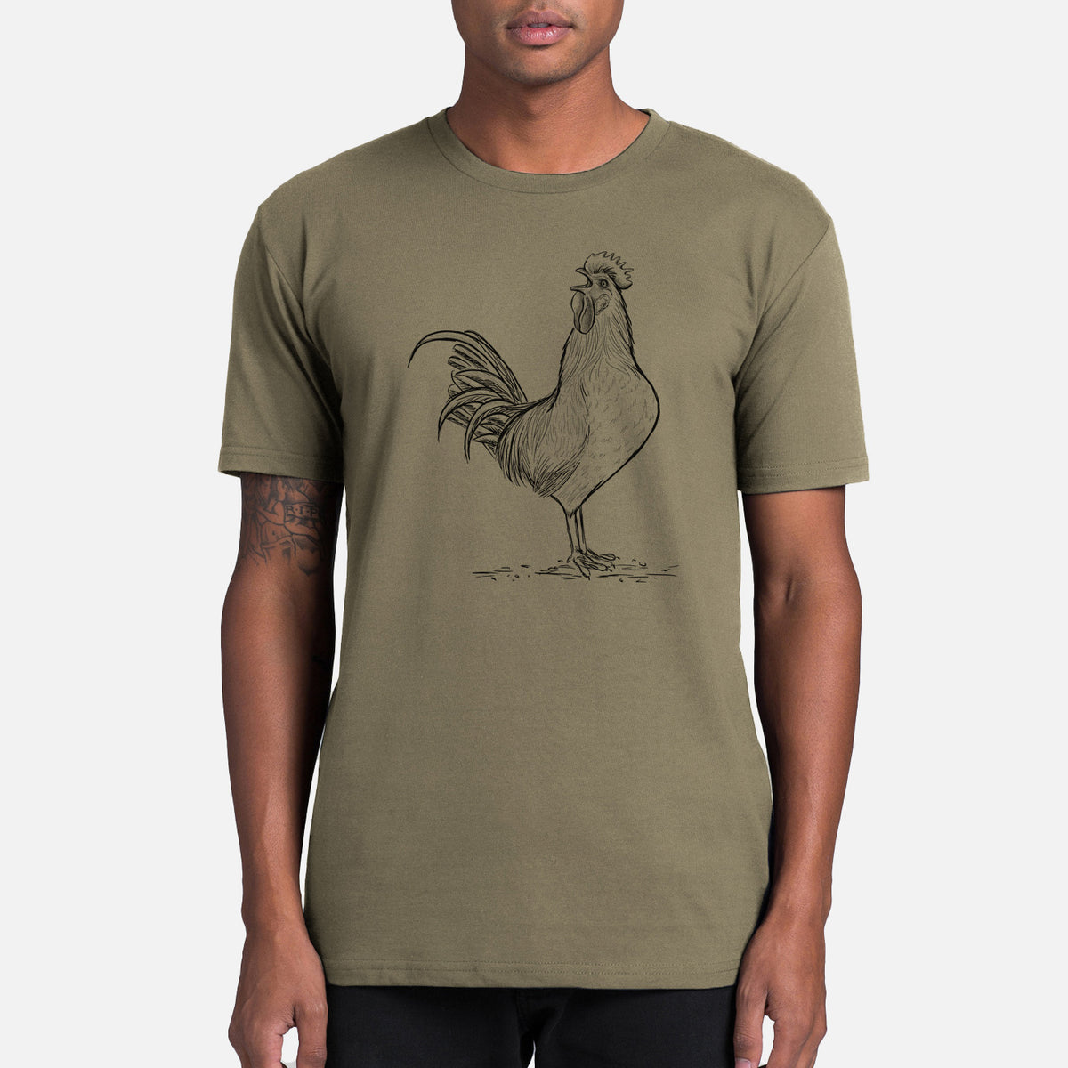 Crowing Rooster - Brown Leghorn Chicken - Mens Everyday Staple Tee