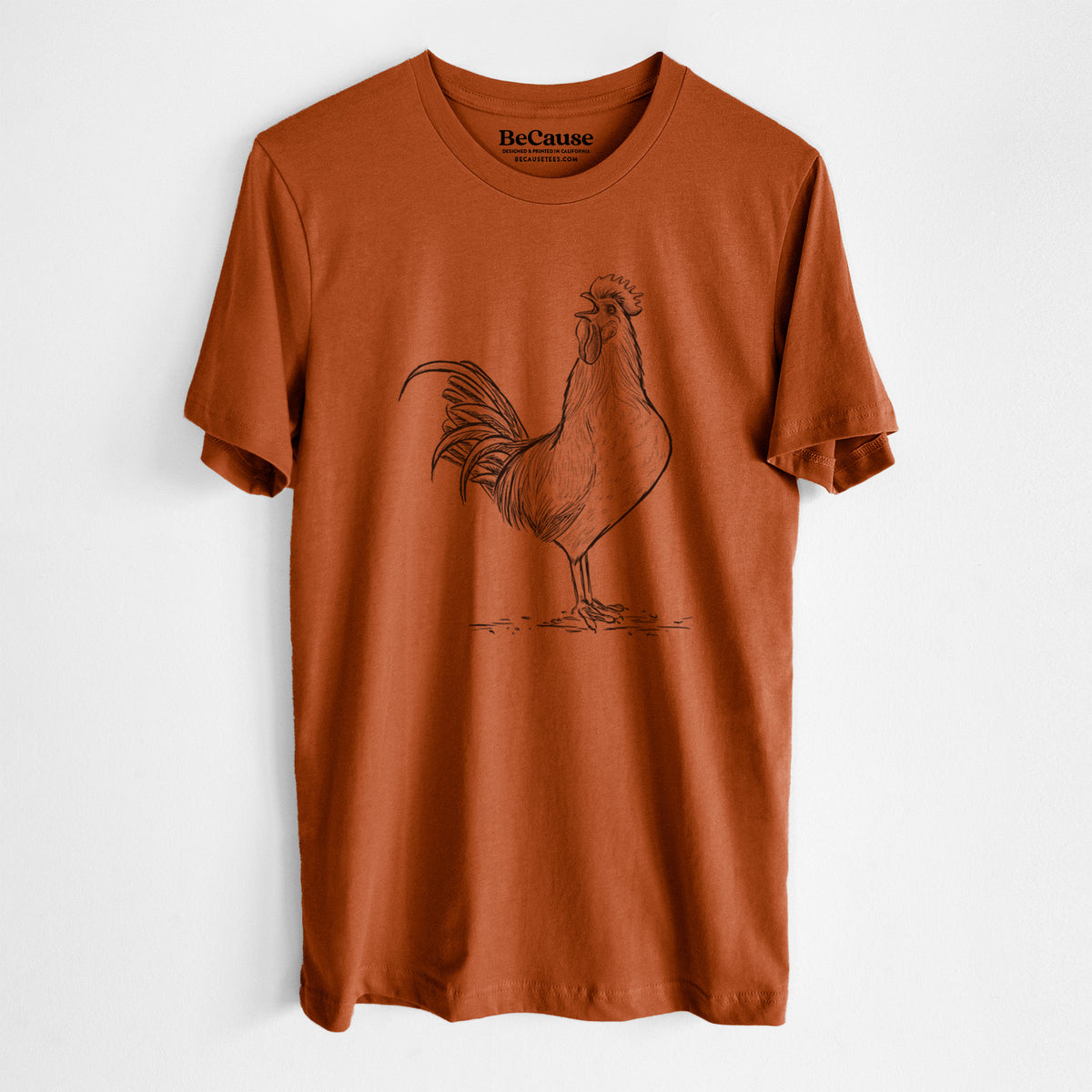 Crowing Rooster - Brown Leghorn Chicken - Lightweight 100% Cotton Unisex Crewneck