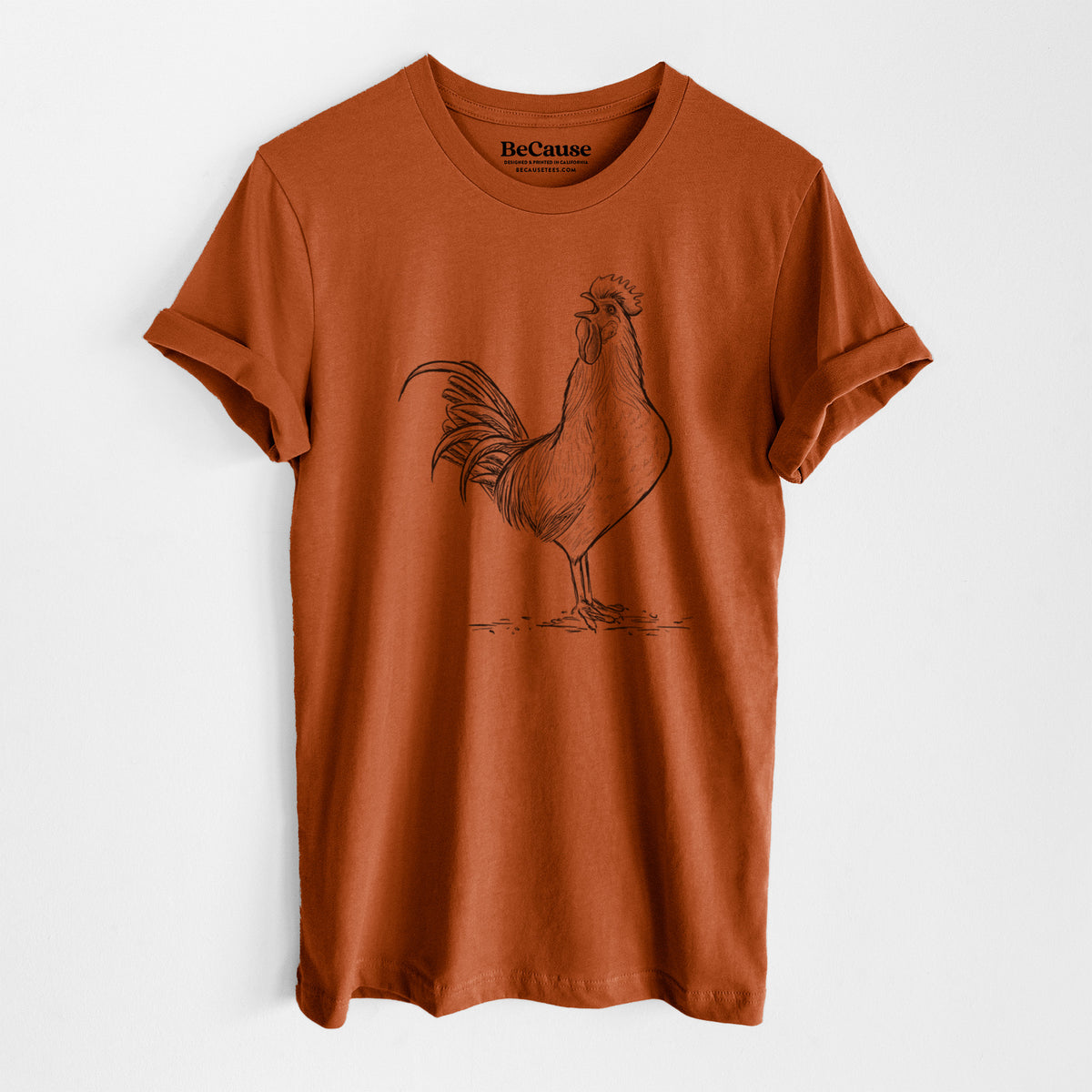 Crowing Rooster - Brown Leghorn Chicken - Lightweight 100% Cotton Unisex Crewneck