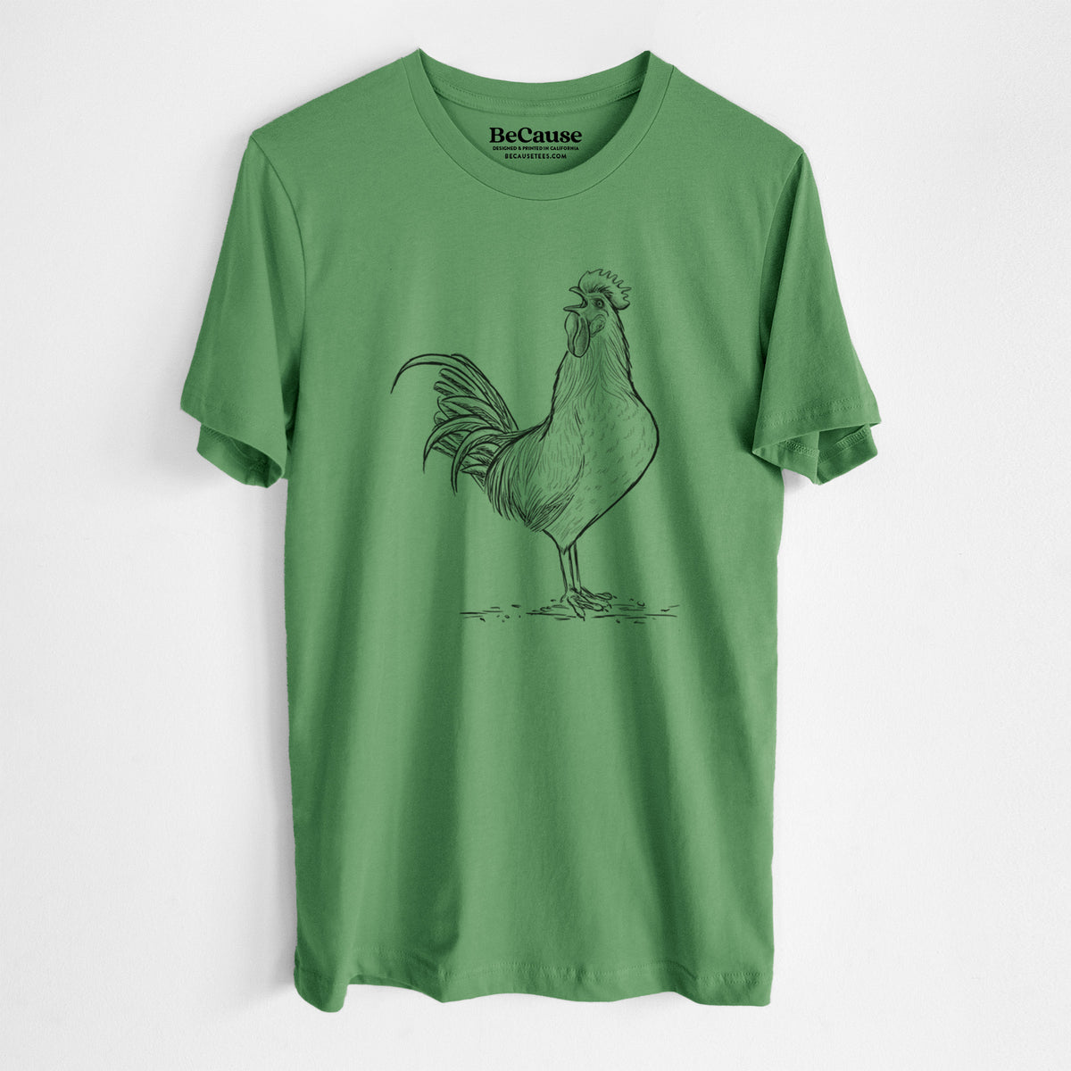 Crowing Rooster - Brown Leghorn Chicken - Lightweight 100% Cotton Unisex Crewneck