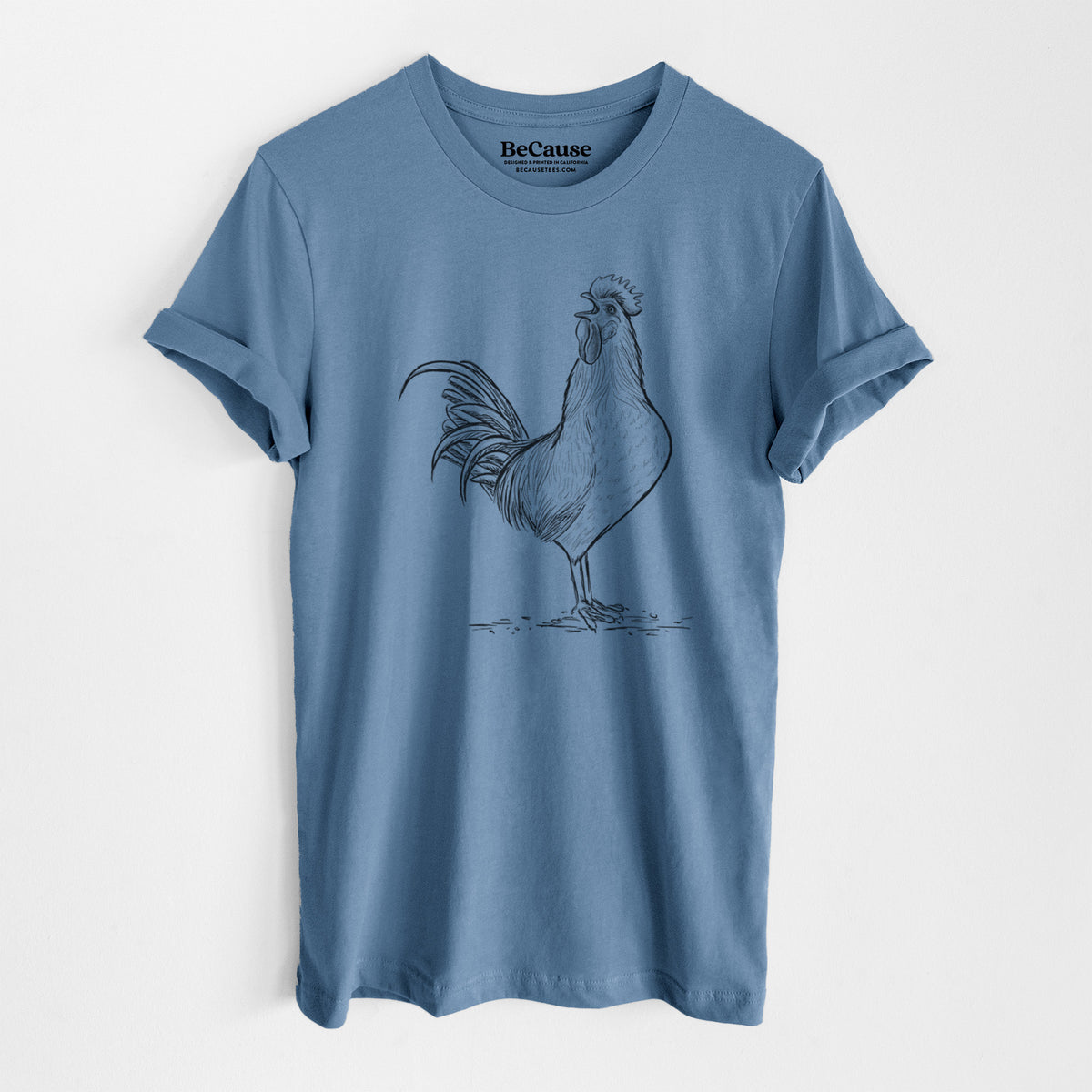 Crowing Rooster - Brown Leghorn Chicken - Lightweight 100% Cotton Unisex Crewneck