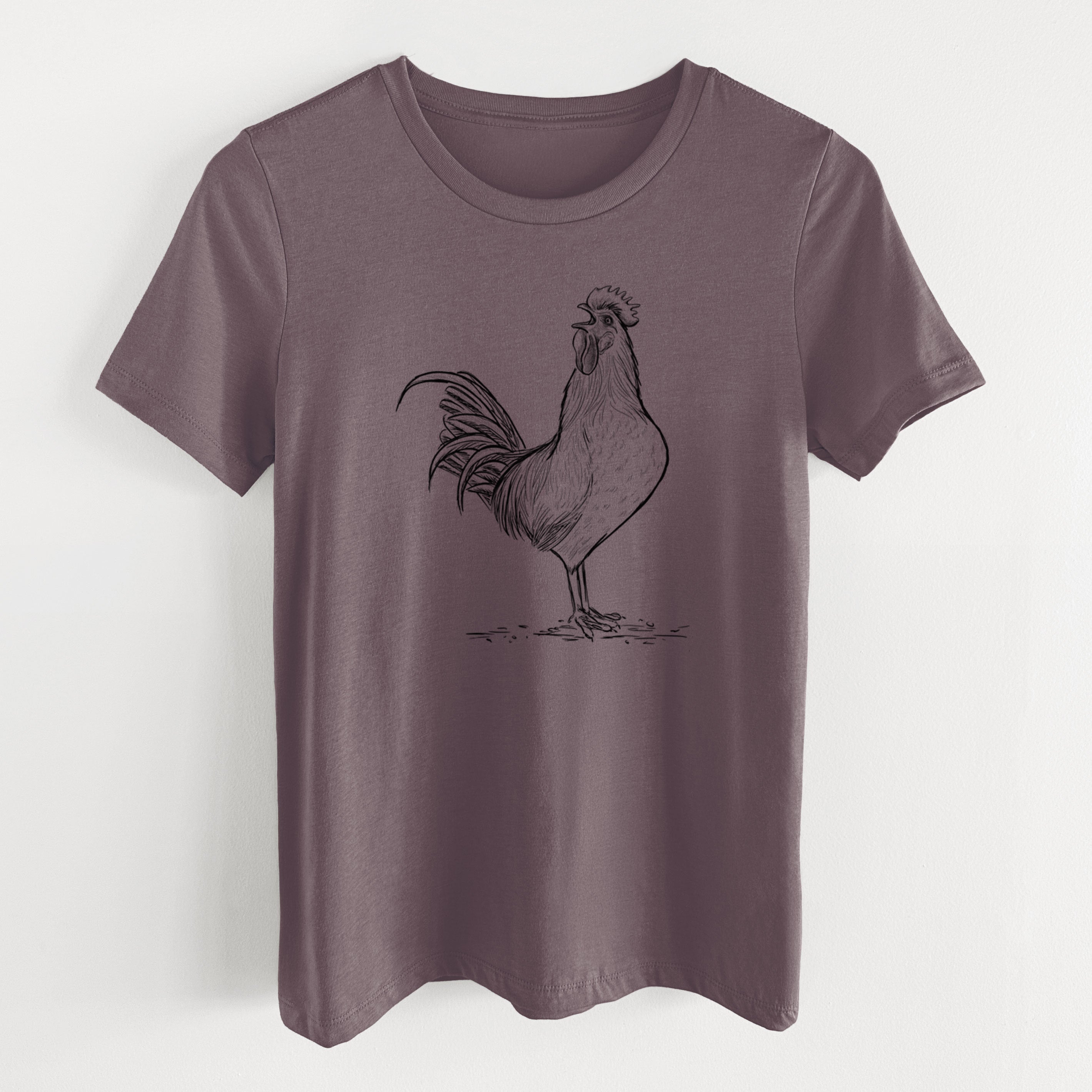 Crowing Rooster - Brown Leghorn Chicken - Women's Lightweight Relaxed Fit 100% Cotton Crewneck