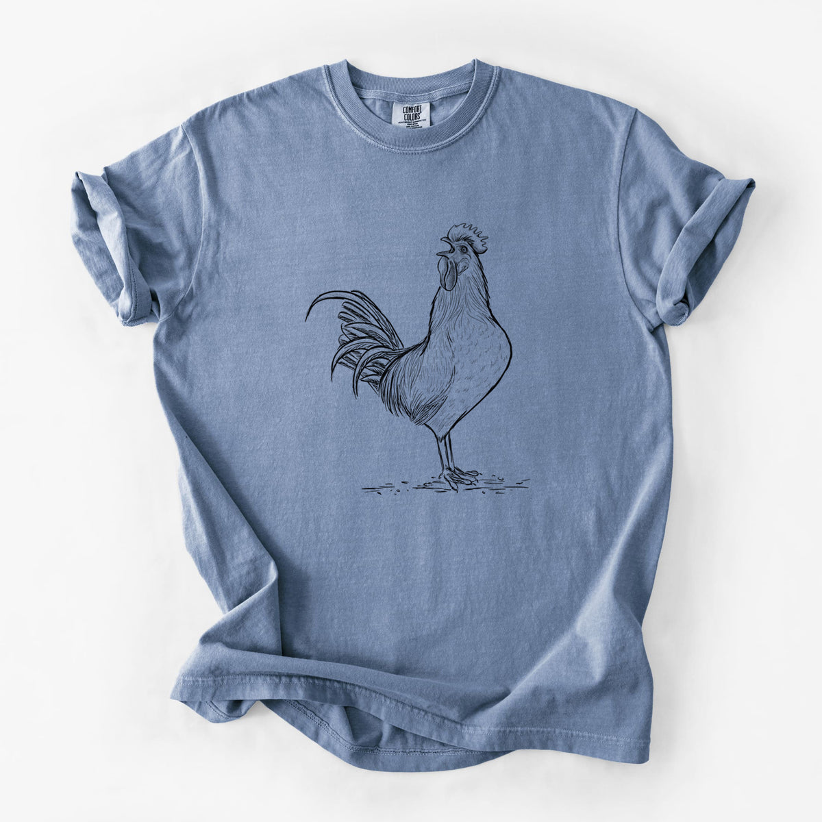 Crowing Rooster - Brown Leghorn Chicken - Unisex Comfort Colors Garment-Dyed Heavyweight T-shirt