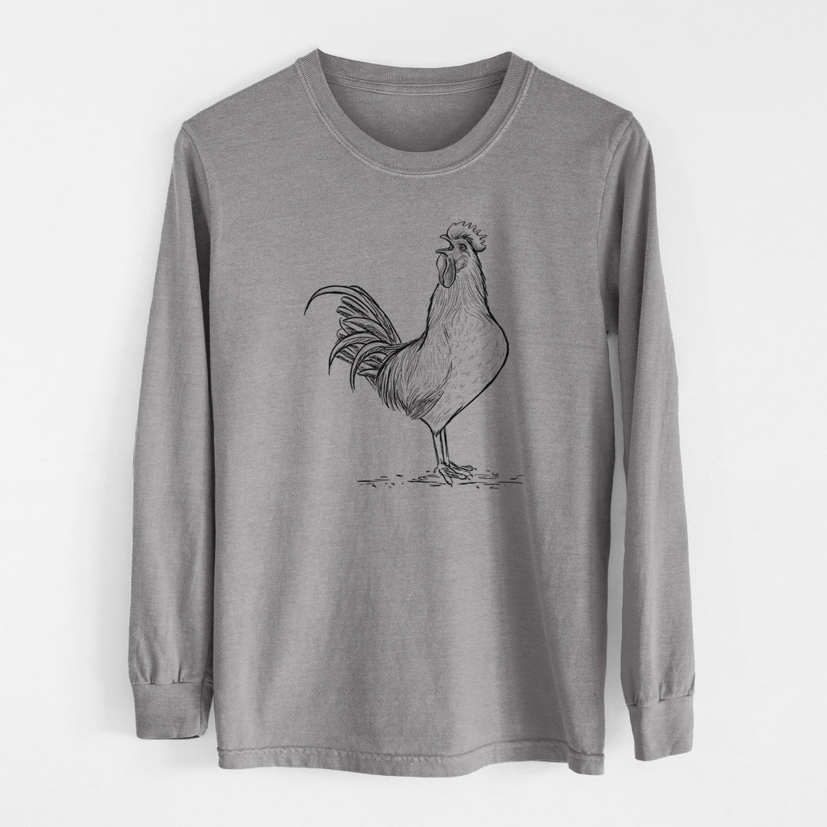 Crowing Rooster - Brown Leghorn Chicken - Unisex Comfort Colors 100% Cotton Long Sleeve