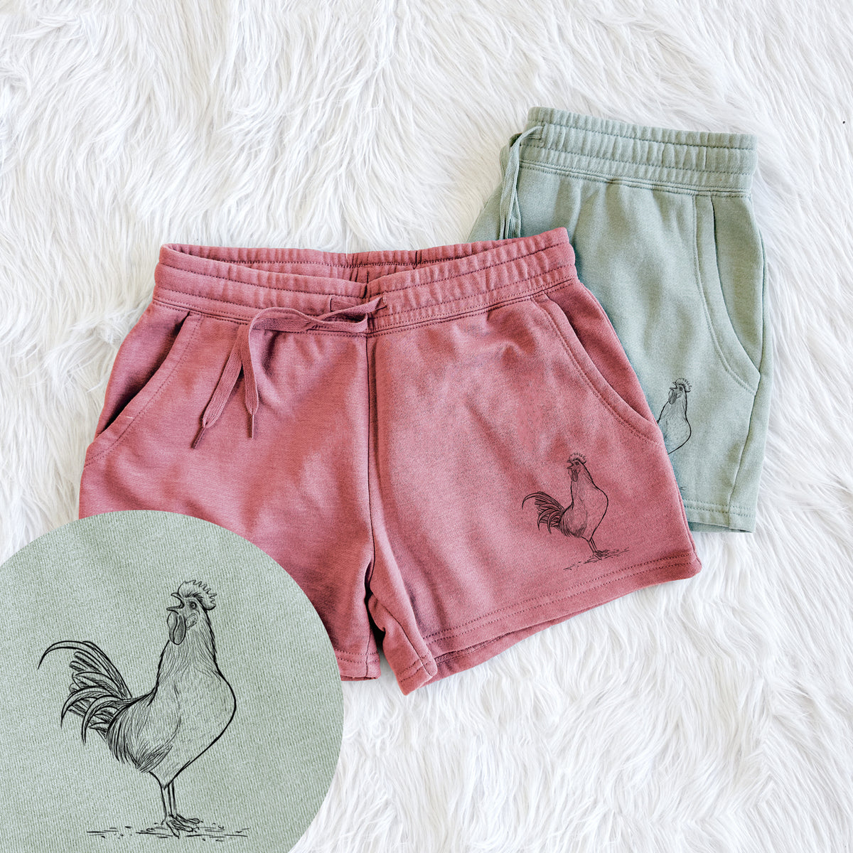 Crowing Rooster - Brown Leghorn Chicken - Women&#39;s Cali Wave Shorts