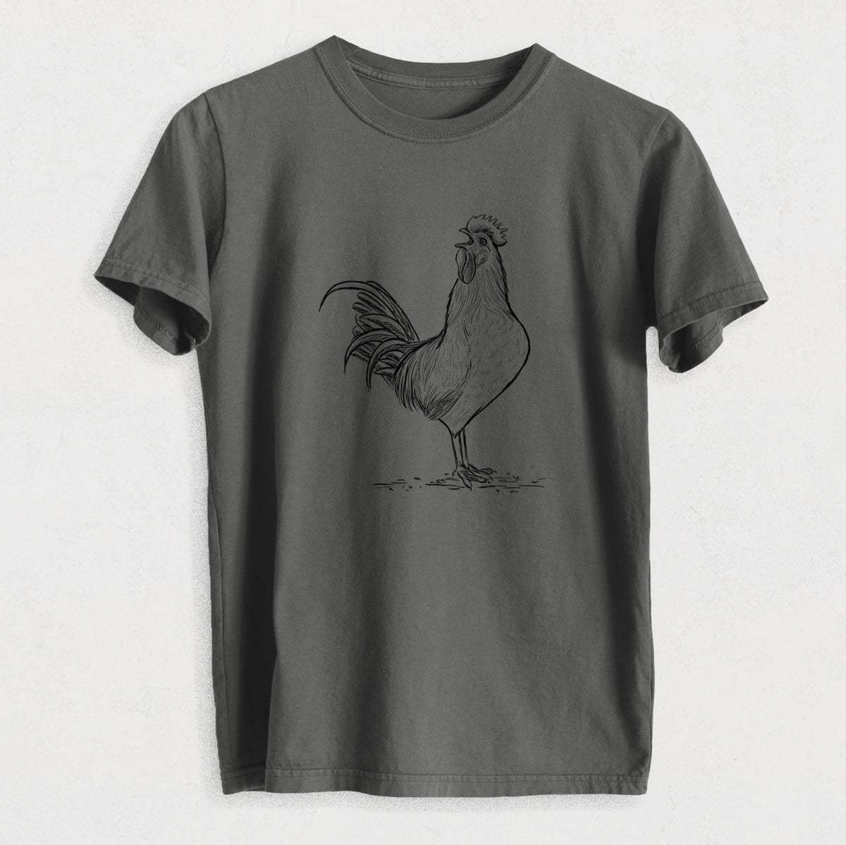 Crowing Rooster - Brown Leghorn Chicken - Heavyweight Men&#39;s 100% Organic Cotton Tee