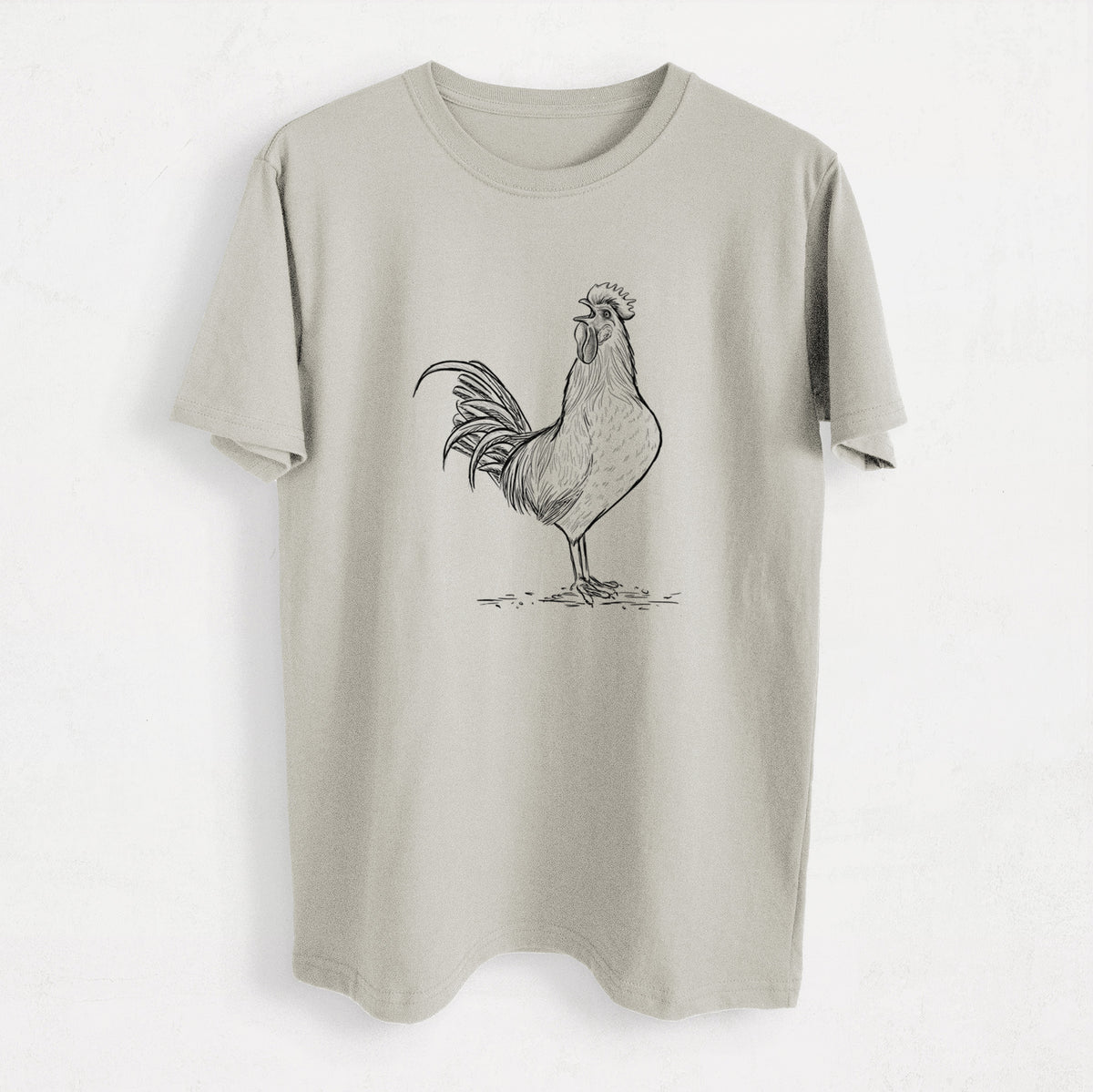 Crowing Rooster - Brown Leghorn Chicken - Heavyweight Men&#39;s 100% Organic Cotton Tee
