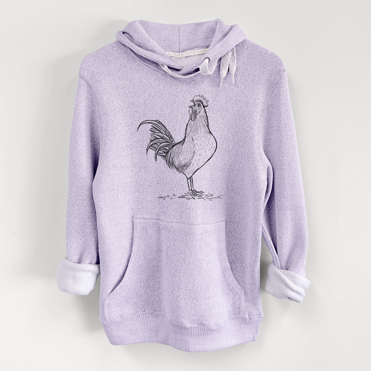 Crowing Rooster - Brown Leghorn Chicken - Knit Hoodie