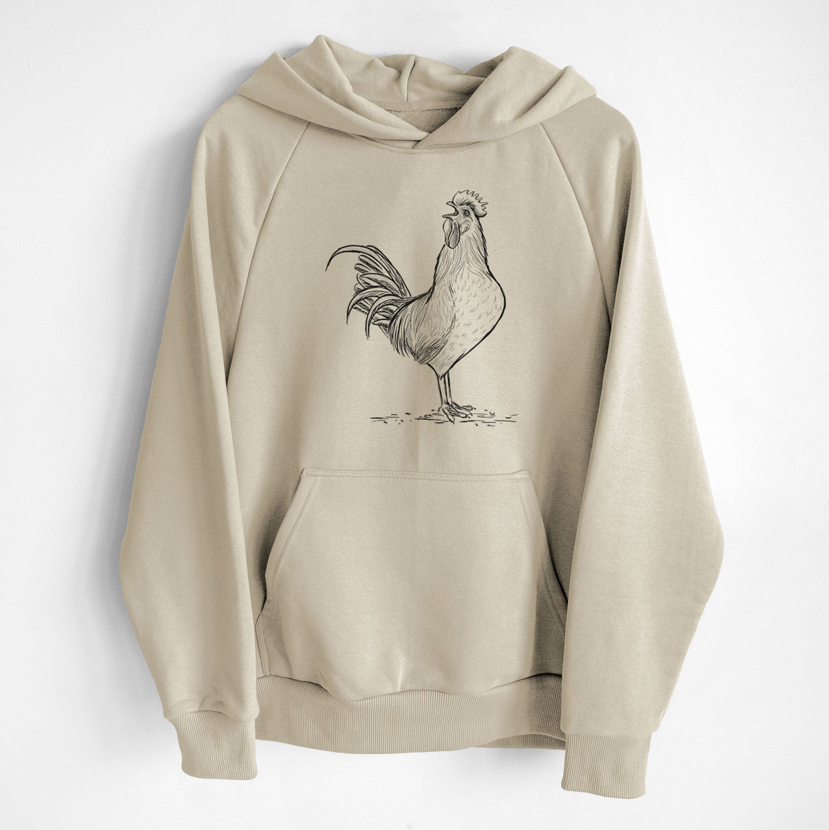Crowing Rooster - Brown Leghorn Chicken - UltraLuxe Heavyweight French Terry Hoodie
