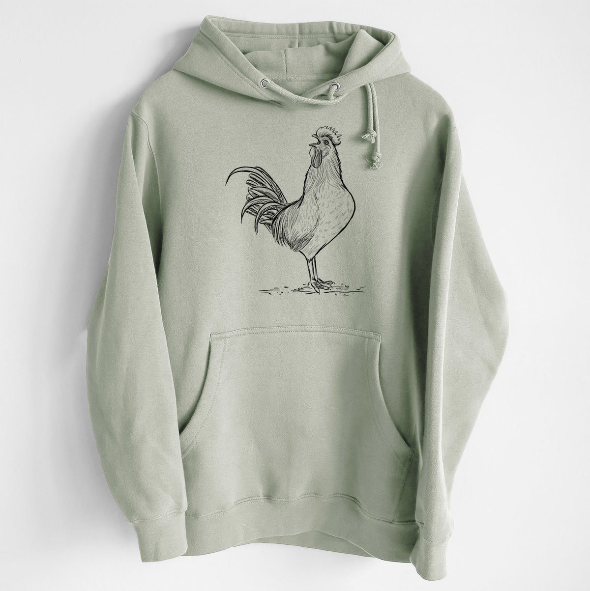 Crowing Rooster - Brown Leghorn Chicken - Heavyweight Fleece Hoodie