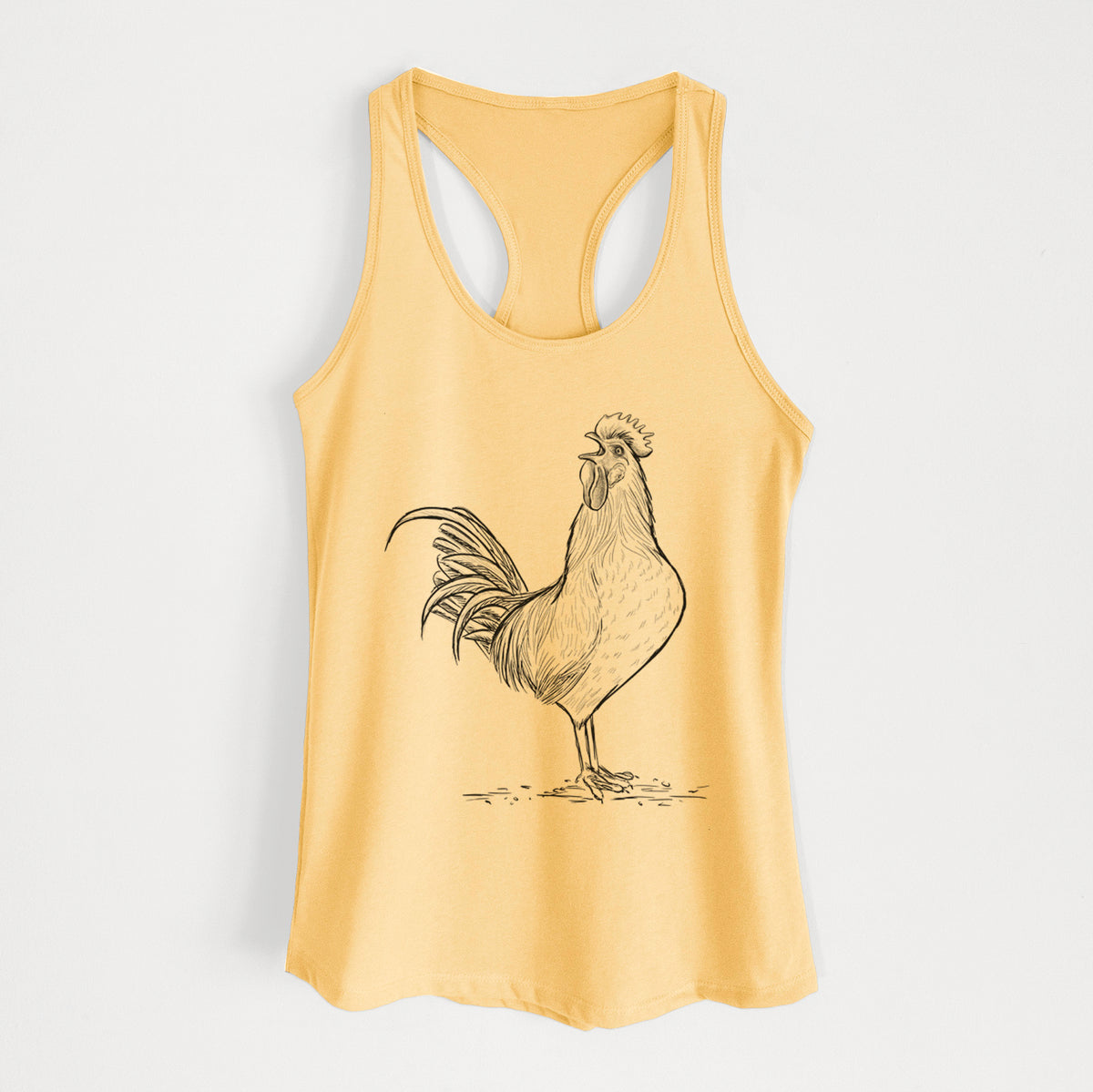 Crowing Rooster - Brown Leghorn Chicken - Women&#39;s Racerback Tanktop