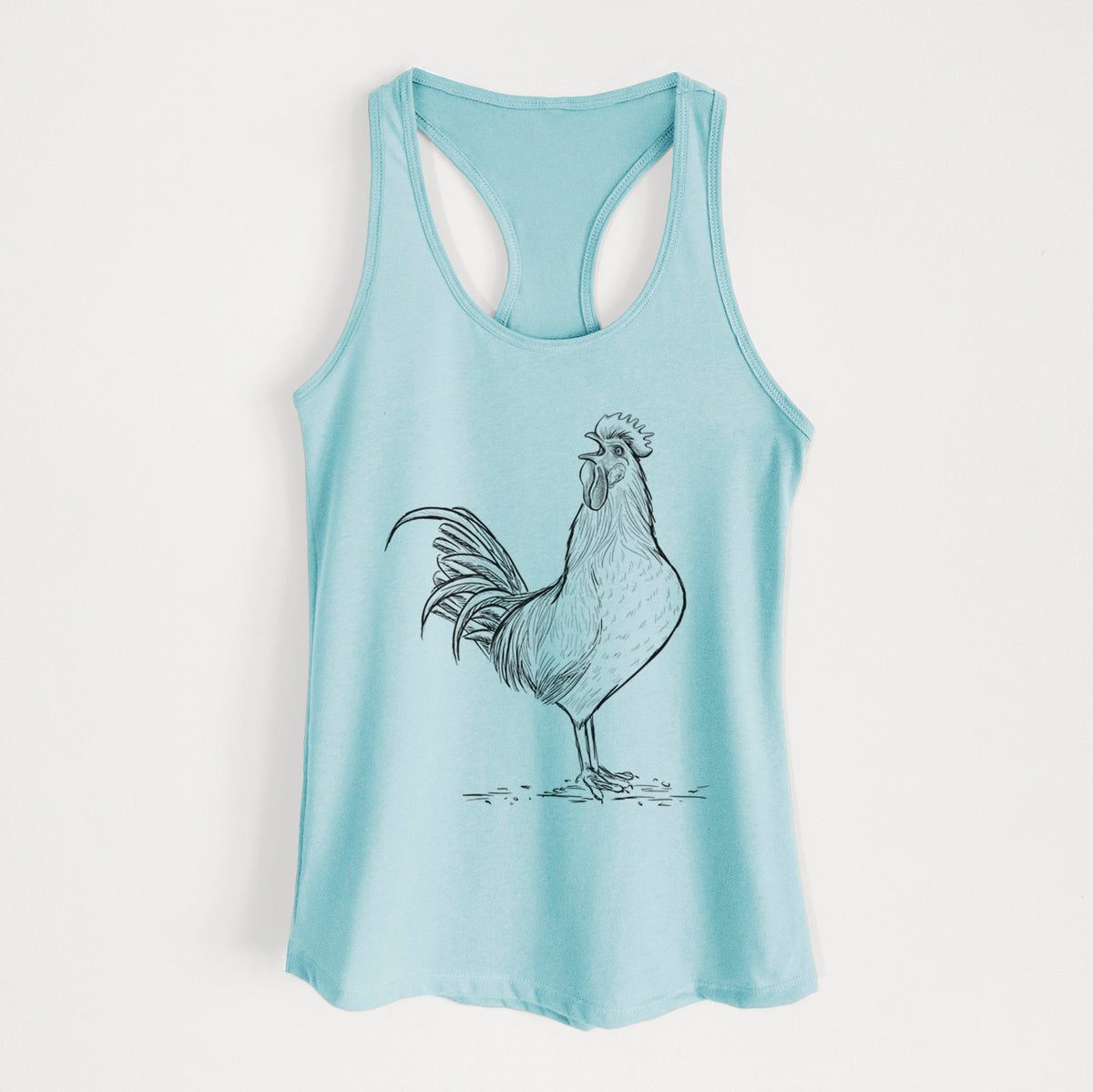 Crowing Rooster - Brown Leghorn Chicken - Women&#39;s Racerback Tanktop