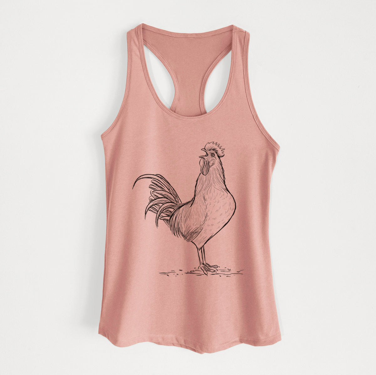 Crowing Rooster - Brown Leghorn Chicken - Women&#39;s Racerback Tanktop