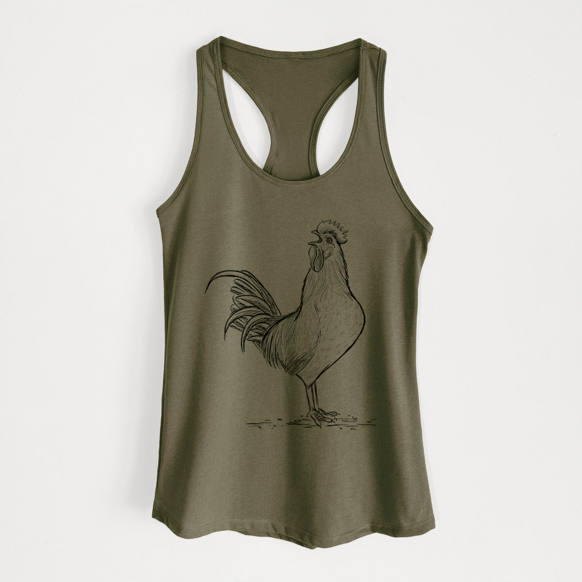 Crowing Rooster - Brown Leghorn Chicken - Women&#39;s Racerback Tanktop