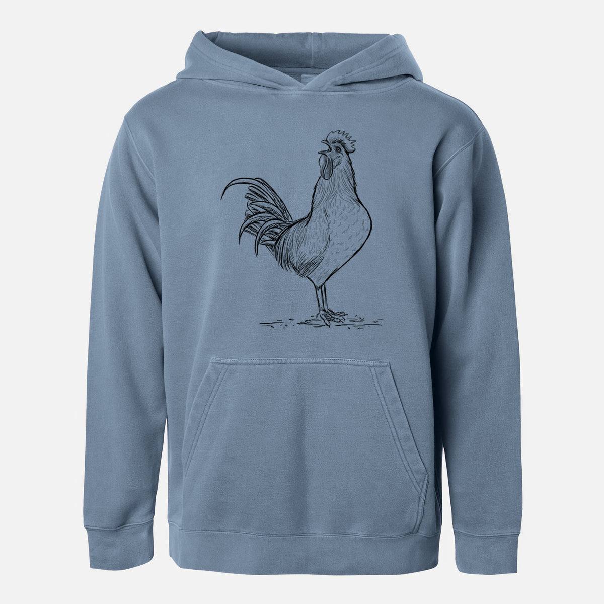 Crowing Rooster - Brown Leghorn Chicken - Youth Pigment Dyed Hoodie