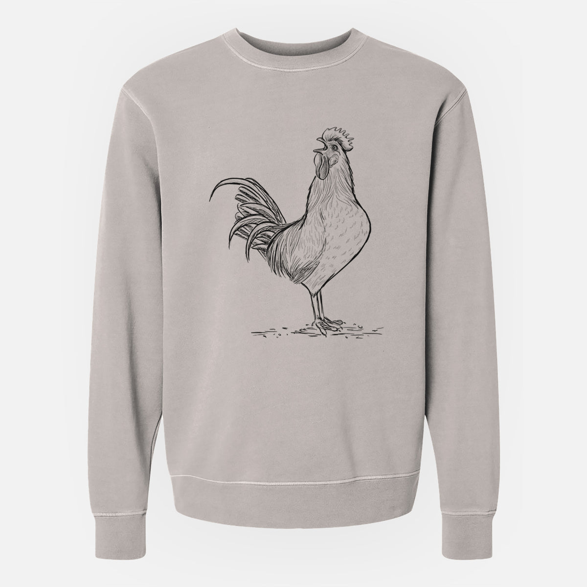 Crowing Rooster - Brown Leghorn Chicken - Unisex Pigment Dyed Crew Sweatshirt