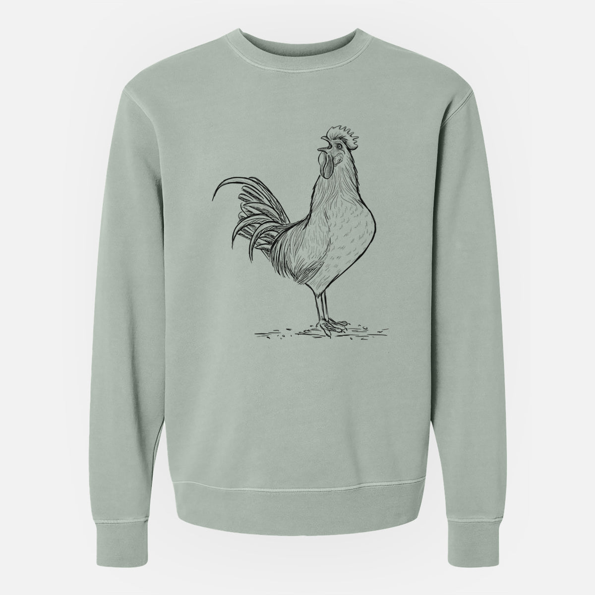 Crowing Rooster - Brown Leghorn Chicken - Unisex Pigment Dyed Crew Sweatshirt