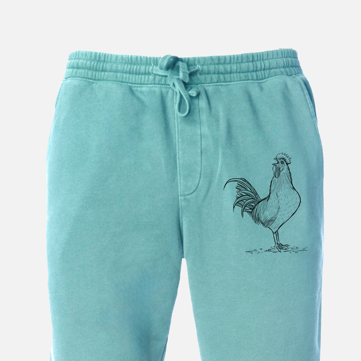 Crowing Rooster - Brown Leghorn Chicken - Unisex Pigment Dyed Sweatpants