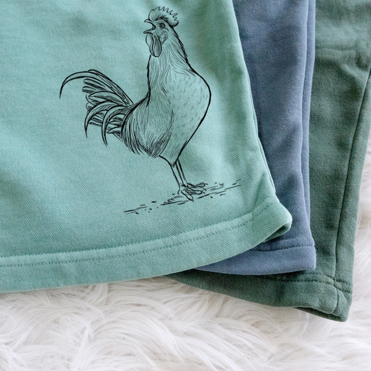 Crowing Rooster - Brown Leghorn Chicken - Unisex Pigment Dyed Shorts