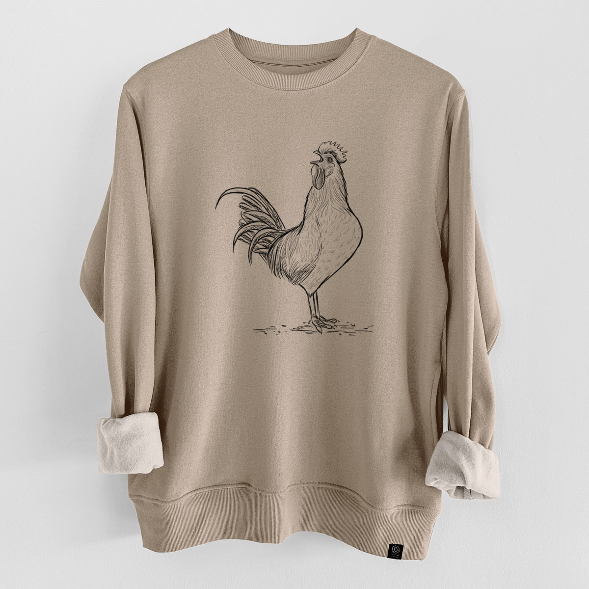 Crowing Rooster - Brown Leghorn Chicken  - Unisex Reclaimed Crewneck Sweatshirt