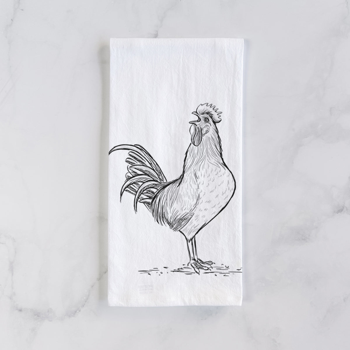 Crowing Rooster - Brown Leghorn Chicken Tea Towel