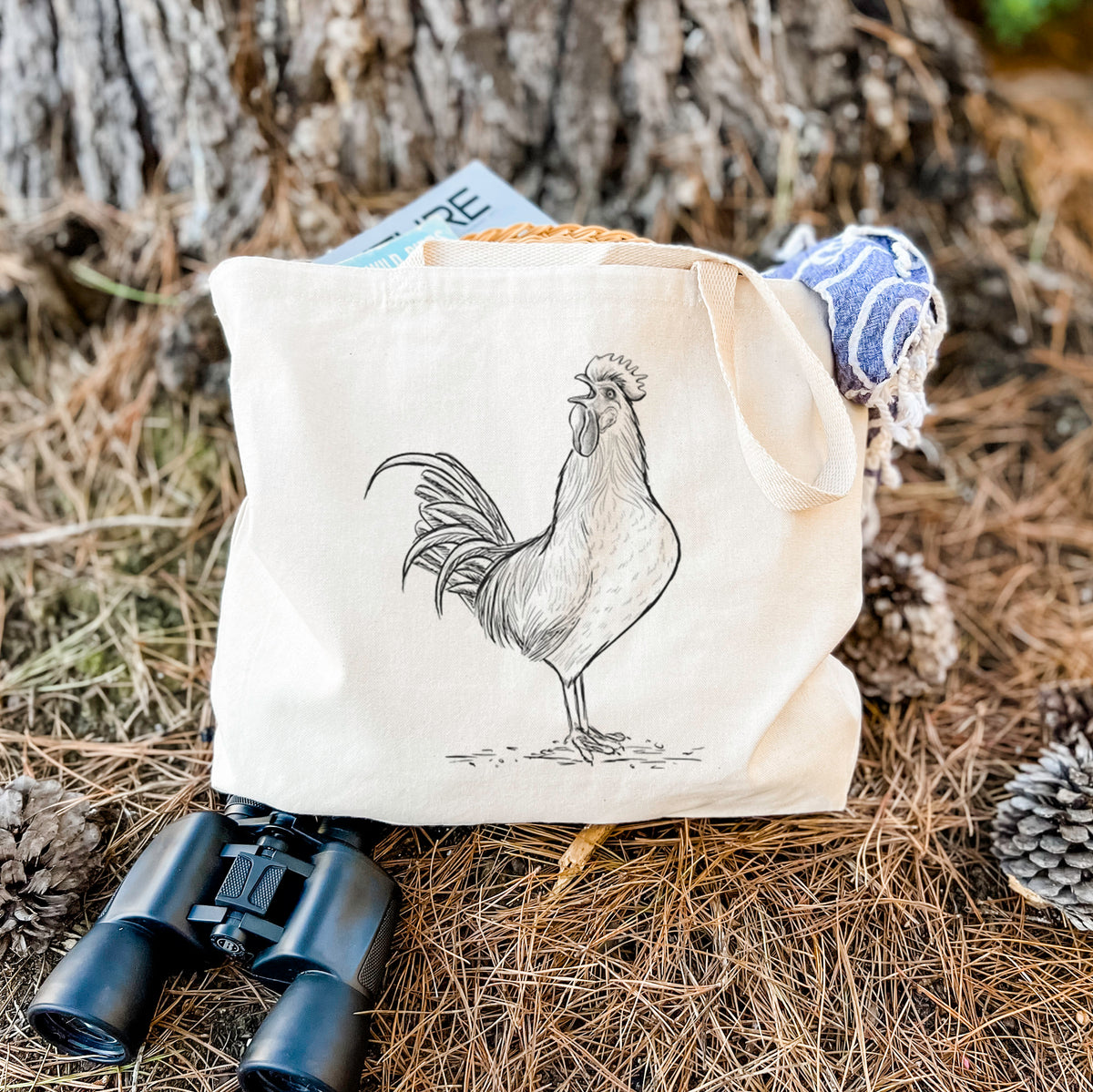 Crowing Rooster - Brown Leghorn Chicken - Tote Bag