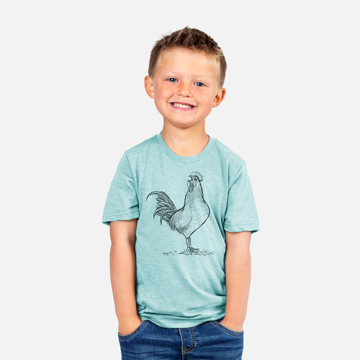 Crowing Rooster - Brown Leghorn Chicken - Youth Shirt