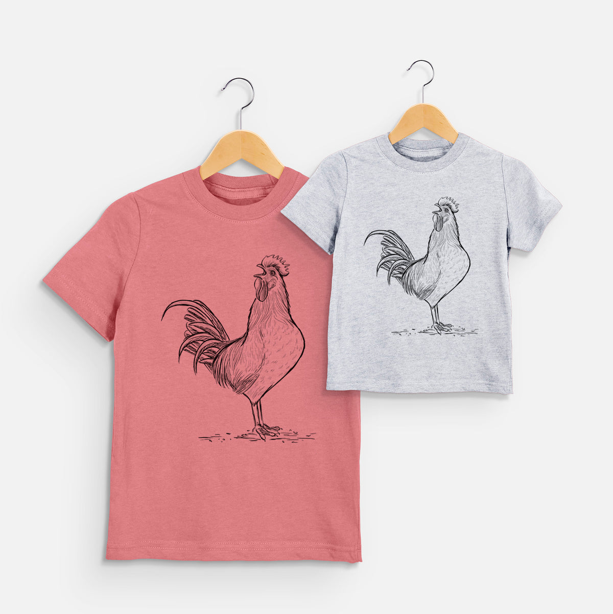 Crowing Rooster - Brown Leghorn Chicken - Toddler/Youth Shirt