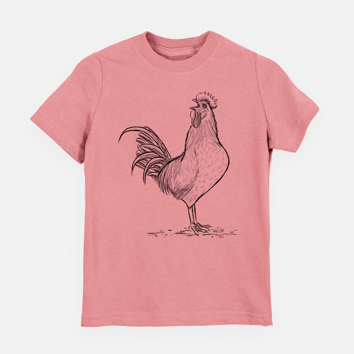 Crowing Rooster - Brown Leghorn Chicken - Youth Shirt