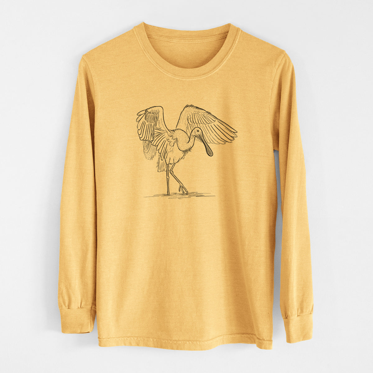 Roseate Spoonbill - Platalea ajaja - Men&#39;s Heavyweight 100% Cotton Long Sleeve