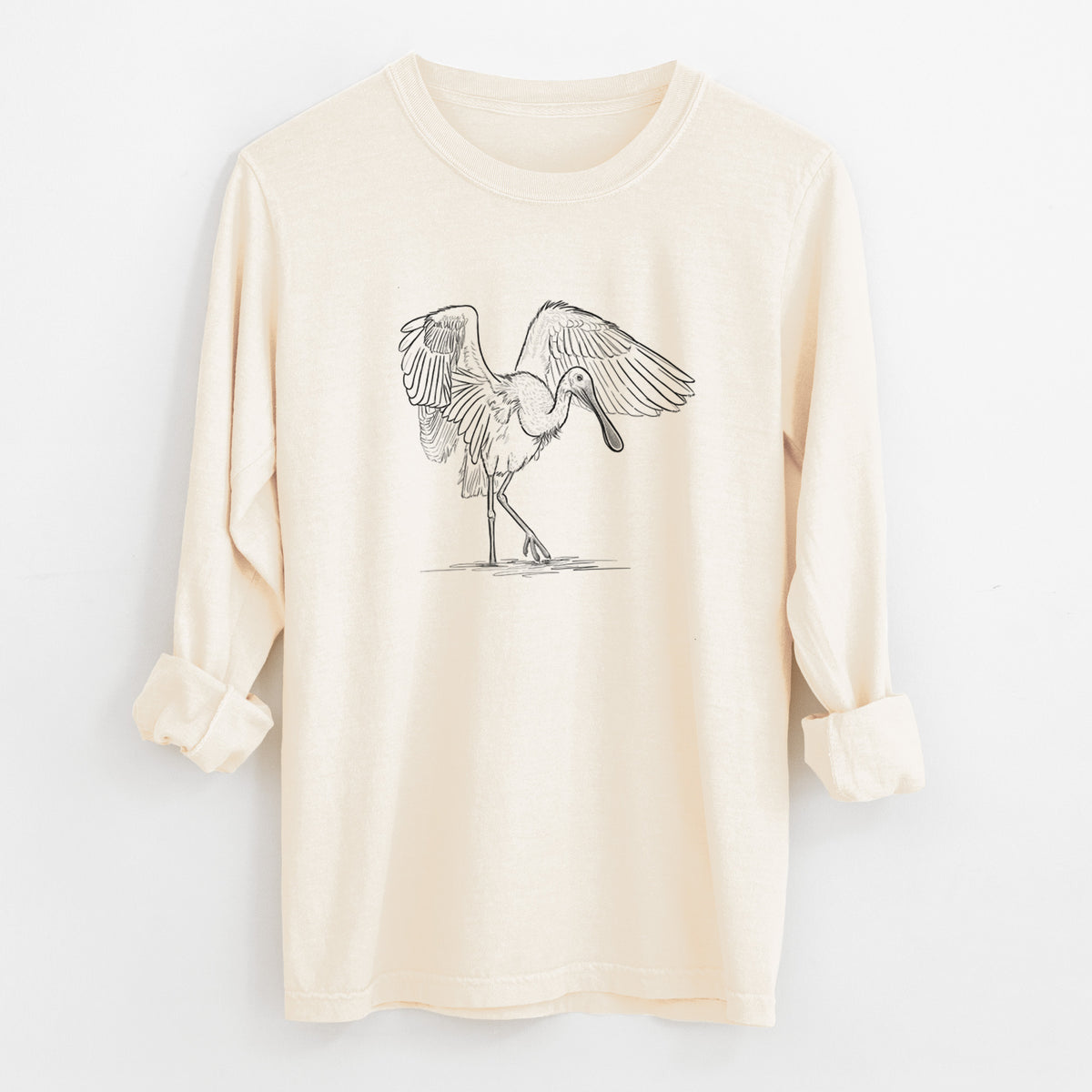 Roseate Spoonbill - Platalea ajaja - Unisex Comfort Colors 100% Cotton Long Sleeve