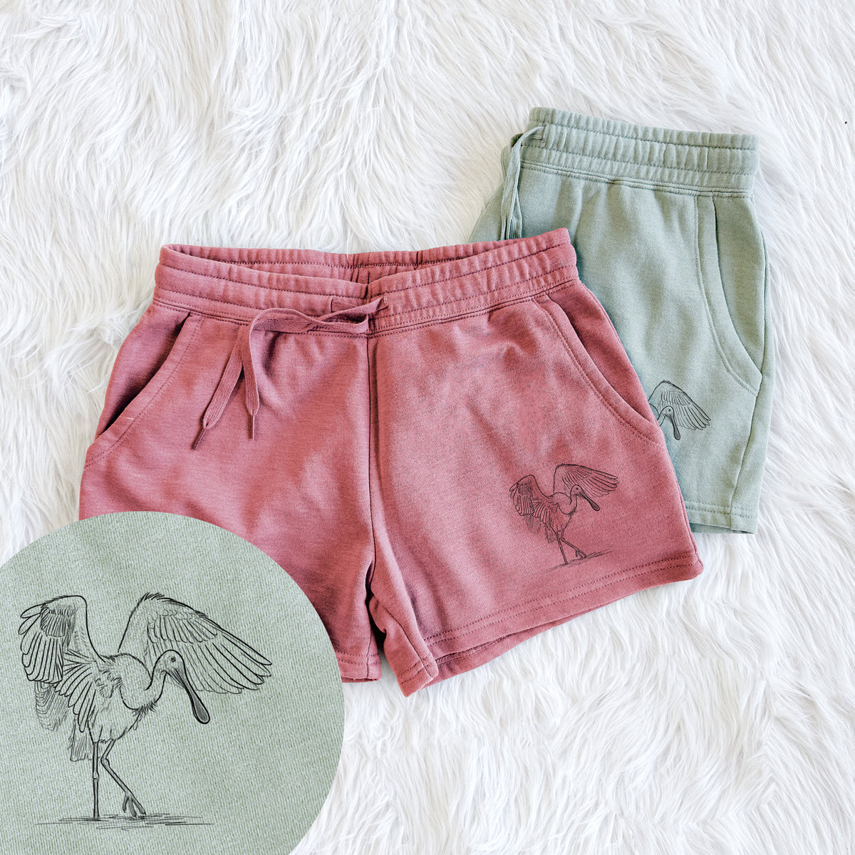 Roseate Spoonbill - Platalea ajaja - Women&#39;s Cali Wave Shorts