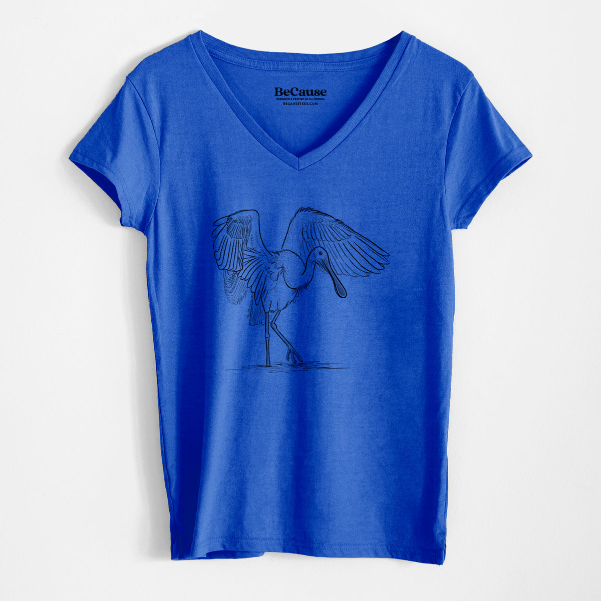 Roseate Spoonbill - Platalea ajaja - Women&#39;s 100% Recycled V-neck